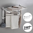 thumbnail image 4 of Multi-functional Structural Rack, Wall Mounted Clothes Drying Rack for Laundry Room, Bathroom, Kitchen, and More, Silver, 4 of 11