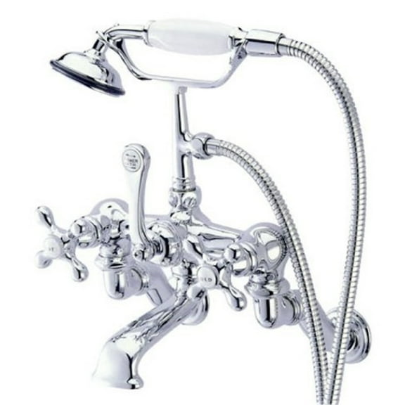 Kingston Brass Vintage Adjustable 3-3/8" - 10" Center Wall Mount Clawfoot Tub Filler with Hand Shower
