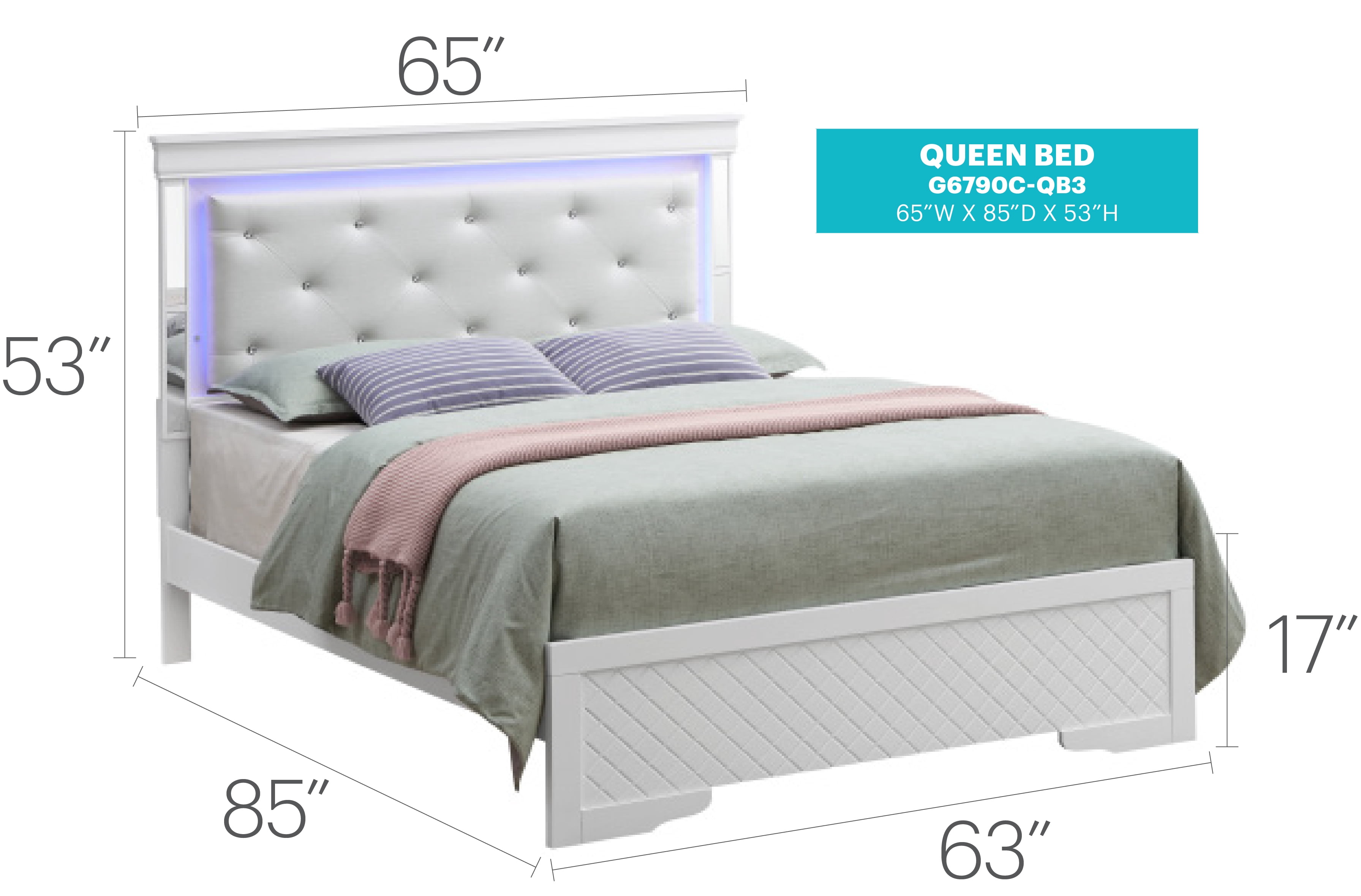 Glory Furniture Verona Queen Bed in White Color