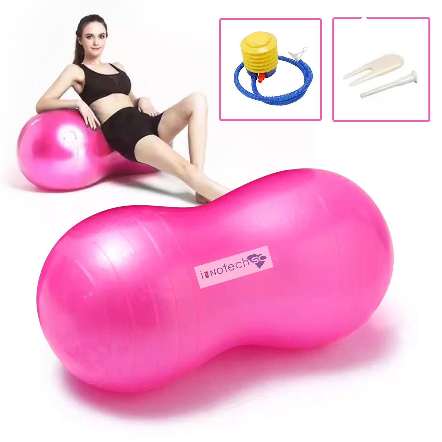 InnotechSC Peanut Ball - Anti Burst Exercise Ball for Labor Birthing, Physical Therapy for Kids, Core Strength, Flexible Seating, Home & Gym Fintness, sensory chair Wiggle Seat (Include Pump)