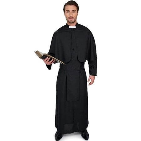 Men's Priest Costume, for Halloween Costume Party Accessory, Extra Large Black