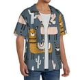 thumbnail image 2 of Uemuo Llama and Cactus Pattern Cotton Linen Short Sleeve Shirts,Casual Lightweight Button Down Shirts,Vacation Beach Summer Tops-Large, 2 of 7