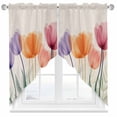 thumbnail image 2 of Spring Retro Swag Curtain Valance for Windows, Orange Purple Red X-ray Tulips Flower Leaf Window Treatments Short Swag Topper for Kitchen Windows Bathroom Bedroom, 36"x45", 2 of 8