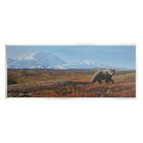 Stupell Industries Bear in Mountain Landscape Animals & Insects Painting Unframed Art Print Wall Art, 17 x 7