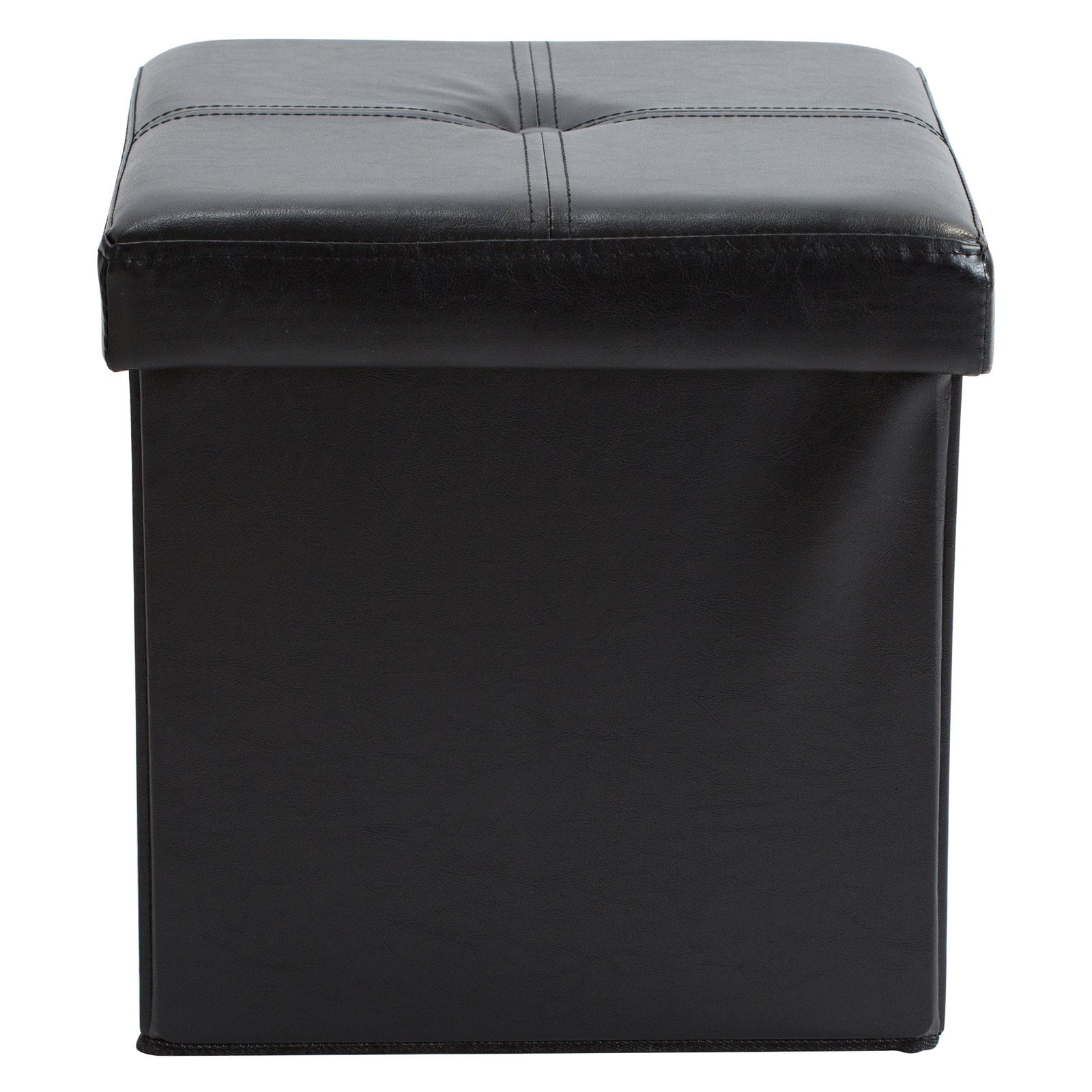 Simplify Faux Leather Folding Storage Ottoman Cube in Chocolate