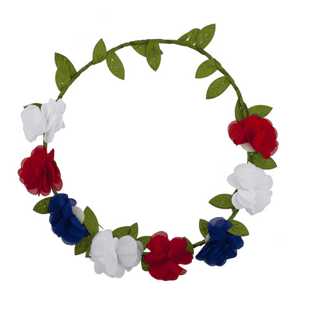 Americana Wreath - Lux Accessories Americana July 4th Flower Floral Garland Wreath Flower Crown