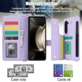 thumbnail image 6 of ELEHOLD for Samsung Galaxy Z Fold 7 Wallet Case,Luxury PU Leather Kickstand RFID Credit Card Slot Shockproof Protective Case with Wrist Crossbody Strap &  S Pen Holder for Galaxy Z Fold 7,Purple, 6 of 10