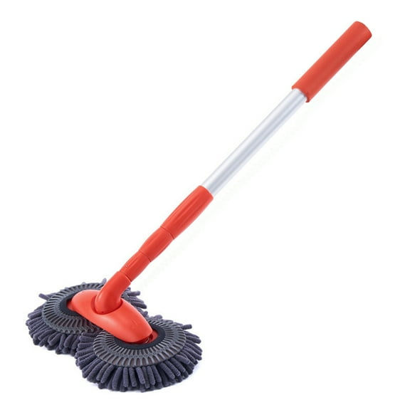 With Long Chenille Microfiber Wash Mop With Extension Pole Rotatable Dual Head Car Wash Brush Telescoping Cleaning Tool