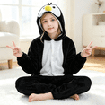 thumbnail image 4 of Coerni Girls Animal Onesie Soft Fleece Hooded Romper Cute Cartoon Bear/Panda/Tiger/Penguin Kids Fall Winter Warm Bodysuit Halloween Dress Up, 4 of 6