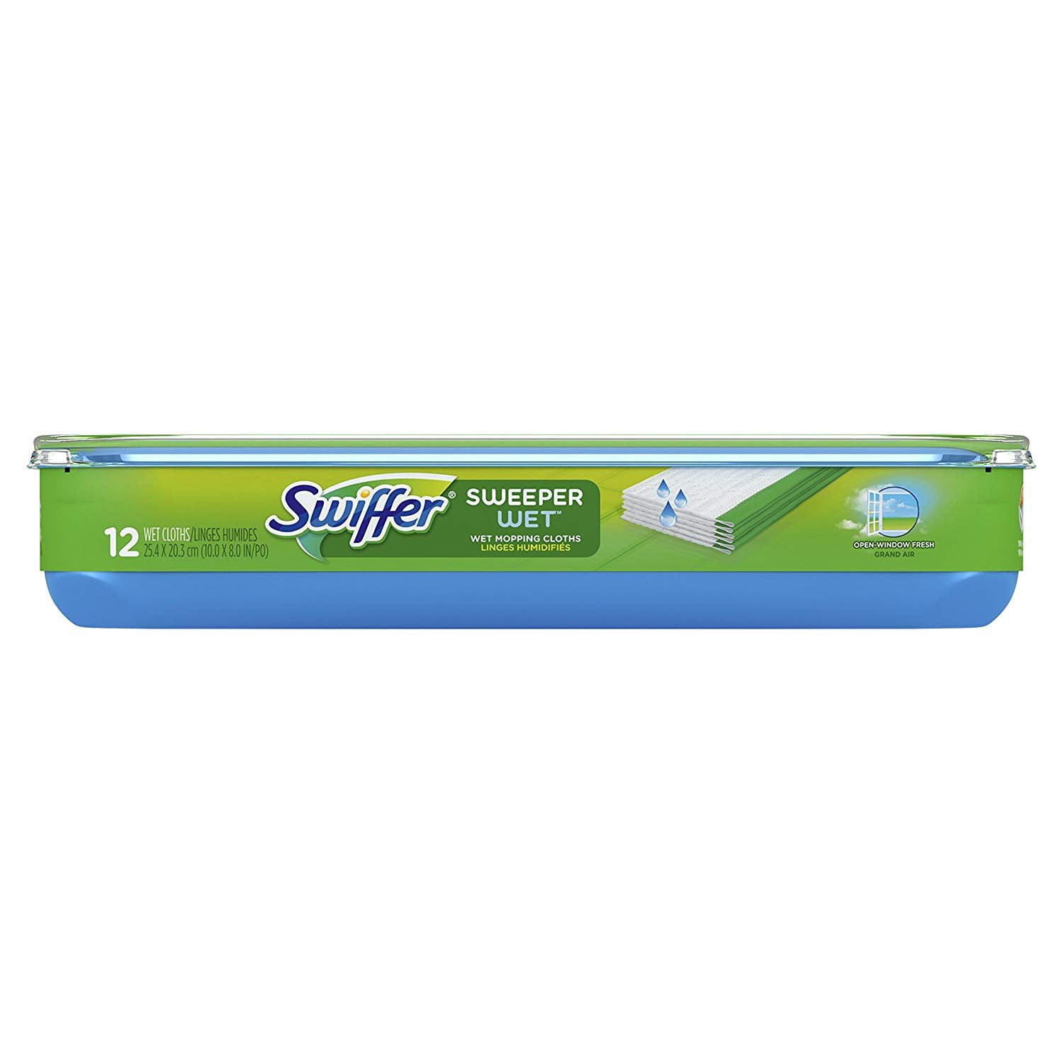 Swiffer Sweeper Wet Mopping Pad Multi Surface Refills for floor mop, Open Window Fresh scent, 12 Count, Packaging May Vary