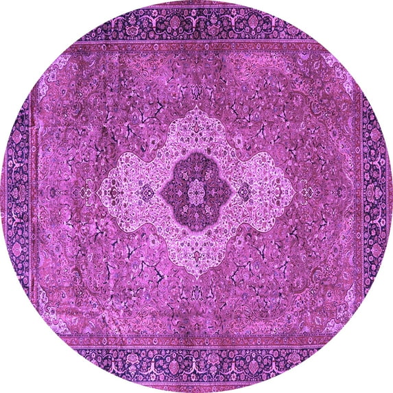Ahgly Company Indoor Round Medallion Purple Traditional Area Rugs, 8' Round