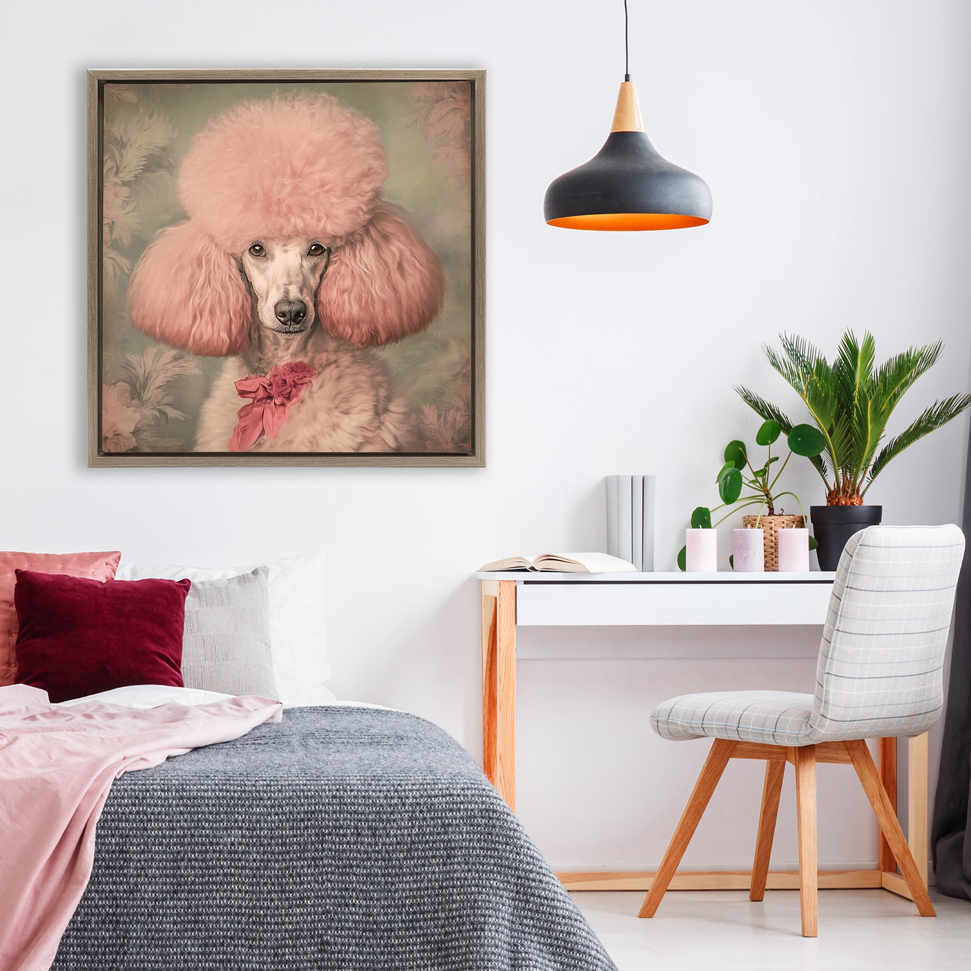 Stupell Industries Miss Baroness Blush Brown Framed Floater Canvas Wall Art, design by Tina LeCour