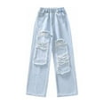 thumbnail image 1 of Qarigey Pantalón de mezclilla para niñas de moda Pantalones vaqueros rasgados para niñas amigables con la piel y de moda Bolsillos de Prendas para la parte inferior del cuerpo TYPE4, 1 of 6