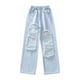 thumbnail image 1 of Qarigey Pantalón de mezclilla para niñas de moda Pantalones vaqueros rasgados para niñas amigables con la piel y de moda Bolsillos de Prendas para la parte inferior del cuerpo TYPE3, 1 of 6