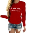 thumbnail image 7 of Penkiiy Shirts for Women Long Sleeve,Letter Print T-Shirt for Women O-Neck Plus Size Casual Summer Blouses Basic Tops XL Red, 7 of 7