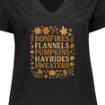 thumbnail image 4 of Inktastic Cozy Autumn Vibes Bonfires Flannels Pumpkins Hayrides Women's Plus Size V-Neck T-Shirt, 4 of 5