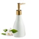 thumbnail image 1 of Dispensador de jabón dorado para encimera de baño, dispensador de jabón de cerámica blanca para fregadero de cocina, dispensador de jabón de manos moderno con bomba dorada para ducha de, 1 of 8