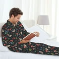 thumbnail image 6 of Naloa Forest Flora and Insects Men’s Pajamas Set - Long Sleeve Button Down Sleep Shirt and Pajama Bottoms Sleepwear Set-X-Large, 6 of 7