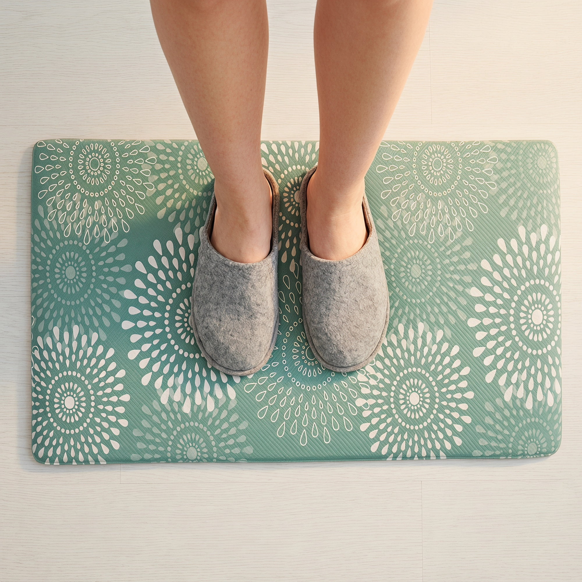 Unique Bargains Cushioned Waterproof Non-Slip Standing Mat Light Green 30" x 17"