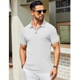 thumbnail image 3 of COOFANDY Mens Casual Slim Fit Dress Polo Shirts Short Sleeve Textured Polo T-Shirts Fashion Vintage Golf Shirts, 3 of 6