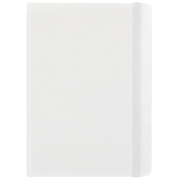 JAM Paper Hardcover Notebook with Elastic Band, 1/Pack, White, Medium, 5 x 7, 100 Lined Sheets