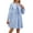 Light Blue, variant on Womens Tie Front Long Sleeve Mini Dress 100% Polyester Ruched Bodice Not Lined Lightweight Everyday Wear Party Ready