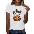 thumbnail image 2 of JOANKDMI Witches Hat Ghost Graphic T-Shirts for Women Cute Halloween Pumpkin Short Sleeve Crewneck Fall Tops Casual Loose Fit Holiday Party Tees Novelty Shirts, 2 of 9