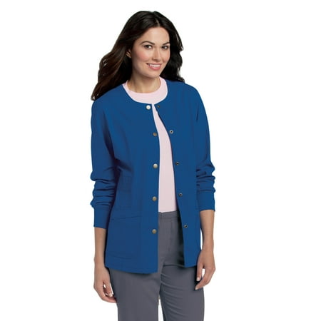 Landau Women's Prewashed Modern Tailored Fit Breathable Fade Resistant 4 Pockets Snap Warm-Up Scrub, Style 3035