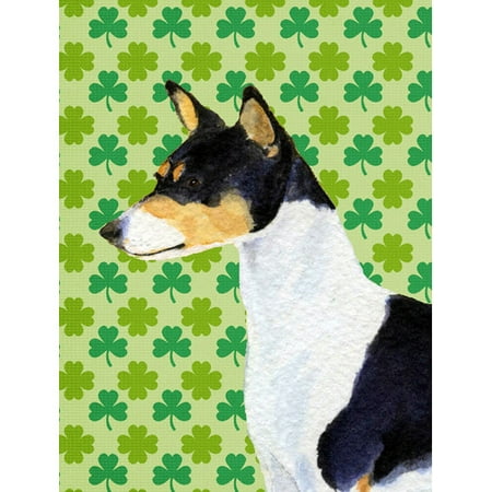 Basenji St. Patrick's Day Shamrock Portrait Flag