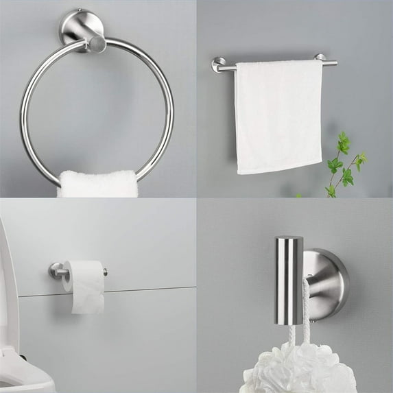 Cfowner 6 Piece Wall Mount Towel Rack Set, Bathroom Stainless Steel Set, Wall Mounted Robe Hook for Home & Office, Brushed Nickel