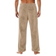 thumbnail image 4 of Nestiefly Mens Fleece Pajama Pants Soft Plush Lounge Bottoms with Pockets and Button Fly Warm Cozy Sleep PJ Khaki XL, 4 of 5