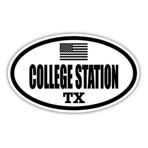 College Station TX Texas Brazos County Stealthy Subdued Old Glory US Flag Oval Euro Decal Bumper Sticker 3M Vinyl 3" x 5"