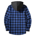 thumbnail image 5 of Fabrcox S-4XL Men Flannel Shirt Jacket with Hooded Long Sleeve Button Down Mens Plaid Shacket Jacket with Chest Pocket Casual Oversized Hoodies Coat Blue XXXL, 5 of 10