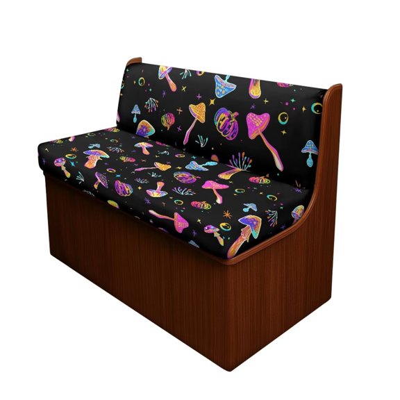 XYZCANDO Mushroom RV Dinette Cushions Comfortable RV Accessories for Inside Furniture Covers for Sofa and Loveseat Universal 2 Seat Couch Cover Washable Slipcovers for RV Camper Car Bench Black