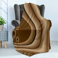 thumbnail image 4 of Brown Soft Flannel Fleece Blanket, Abstract Wavy Lines and Circles Retro Style Curves Graphic Illustration, Cozy Plush for Indoor and Outdoor Use, 70" x 90", Caramel Brown Pale Brown, by Ambesonne, 4 of 5