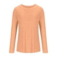 thumbnail image 3 of Fall Saving! HVOBTTY Women's Long Sleeved T Shirt, Fall and Winter Tops for Women, Women's Casual Solid Color Crew Neck Long Sleeve Drop Shoulder Layering Pullover Top Orange, Orange, 3 of 5