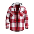 thumbnail image 2 of Zormilly Jackets for Men Long Sleeve Button Down Hooded Plaid Shirt Jacket with Pockets Brushed Soft Fall Outfits, S-3XL, 2 of 6