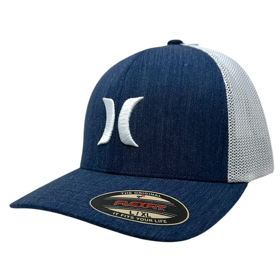 Hurley Men's Hat Icon Textures Stretch Flex Fit Mesh Trucker Cap (Large/X-Large, Obsidian)