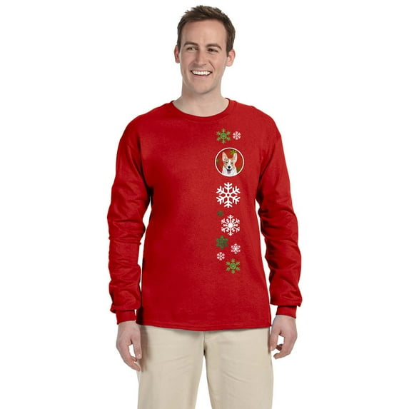 Carolines Treasures SC9744-LS-RED-S Cardigan Corgi Red Snowflakes Holiday Long Sleeve Red Unisex Tshirt - Adult Small