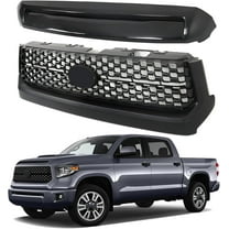Black Front Grille & Hood Bulge Molding Set Replacement for 2014-2020 Tundra