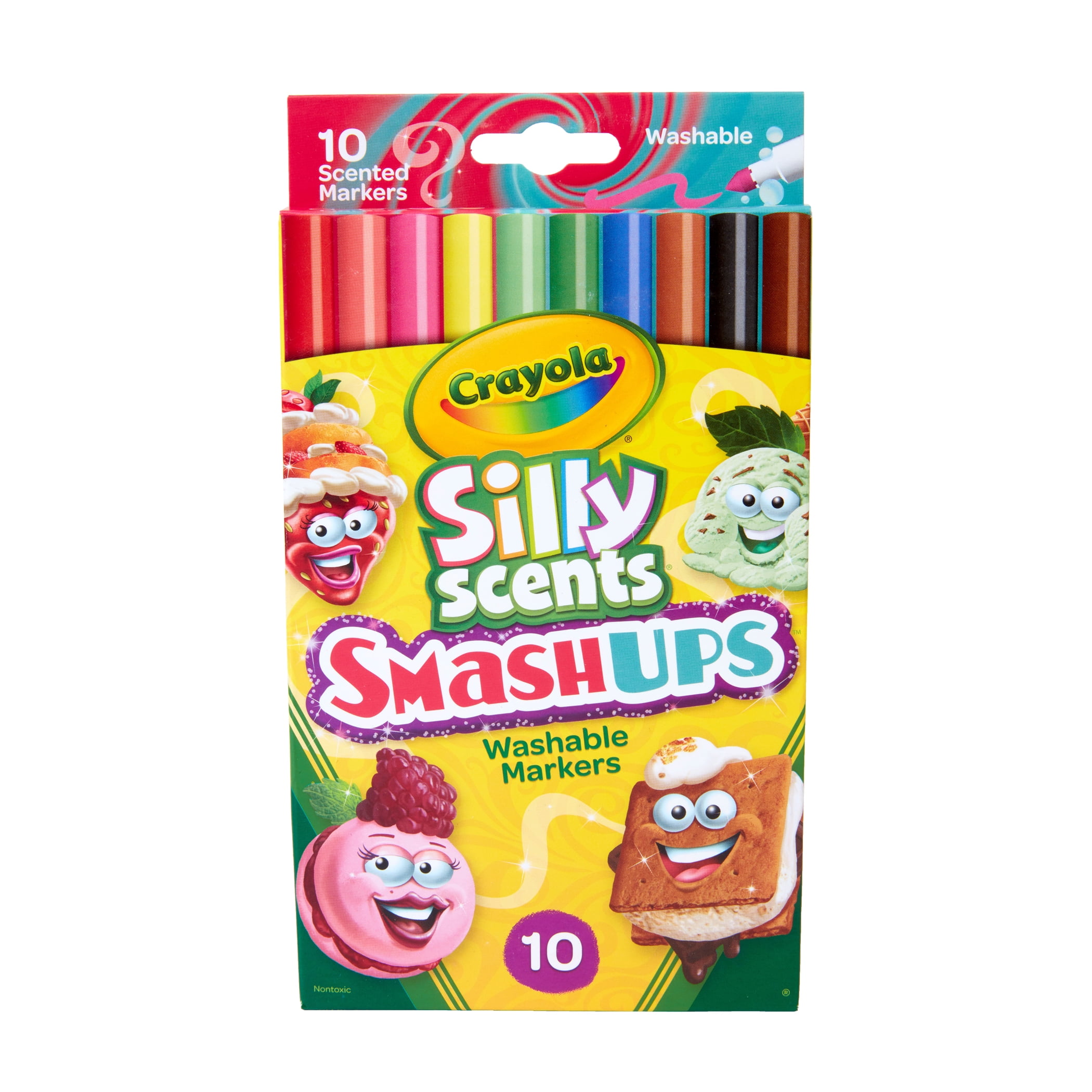 Crayola Silly Scents Smash Ups Slim Washable Scented Markers, 10 Per Pack, 6 Packs