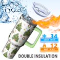thumbnail image 3 of 40oz Merry Christmas Tumbler with Lid and Straw, Stainless Steel Cup with Handle Snowflakes Travel Mug, Holiday Presents, 3 of 4