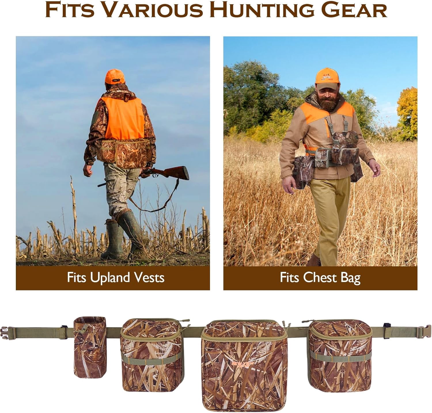 NEW VIEW Dove Hunting Bags & Belts, Camo Fanny Pack with Shotgun Shell Pouch & Game Bag, Belt for Pheasant Bird Duck Upland for Hunter