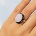 thumbnail image 6 of SATYAVIE JEWELLERY 925 Sterling Silver Ring For Womens Natural Rose Quartz Ring Sterling Silver Engagement oxidised Ring Pink Gemstone Ring Size US 11.5, 6 of 6