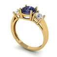 thumbnail image 2 of Three-Stone Engagement Ring for Women - 1.5ct Simulated Blue Sapphire in 14K Yellow Gold Promise Ring, 2 of 6