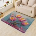 thumbnail image 2 of Graffiti Lily Rug 6x9, Pink Flowers Carpet for Living Room, Floral Area Rug for Bedroom Rug, Non Slip Super Soft Low Pile Machine Washable Stain Resistant Large Area Rug, 2 of 7