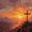Christian Cross Sunset Religious, variant on Qisvanset Colorful Textured Abstract Canvas Art 15.75x11.81 Inches
