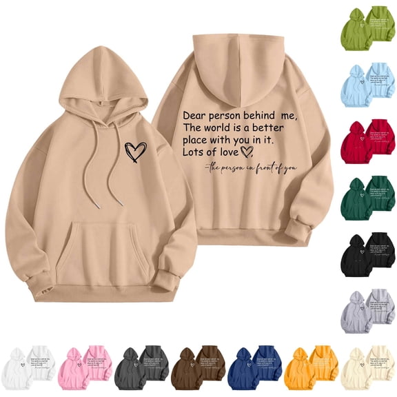 CUSTG Hoodies For Women Word Graphic Sweatshirts Vintage Hoodie Trendy Preppy Clothes Long Sleeve Sweatshirt Tops Oversized Birthday Streetwear