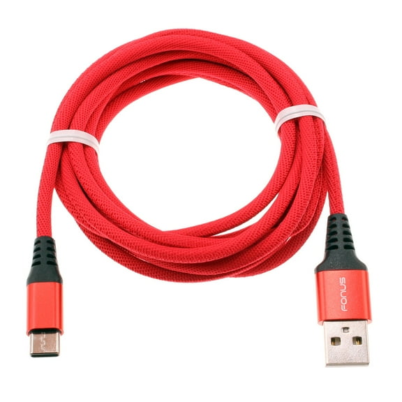 Type-C Red 6ft USB-C Cable for Samsung Galaxy Z Flip5/Flip4/Flip 3 5G - Charger Cord Power Wire Long Braided Fast Charge for Galaxy Z Flip5/Flip4/Flip 3 5G