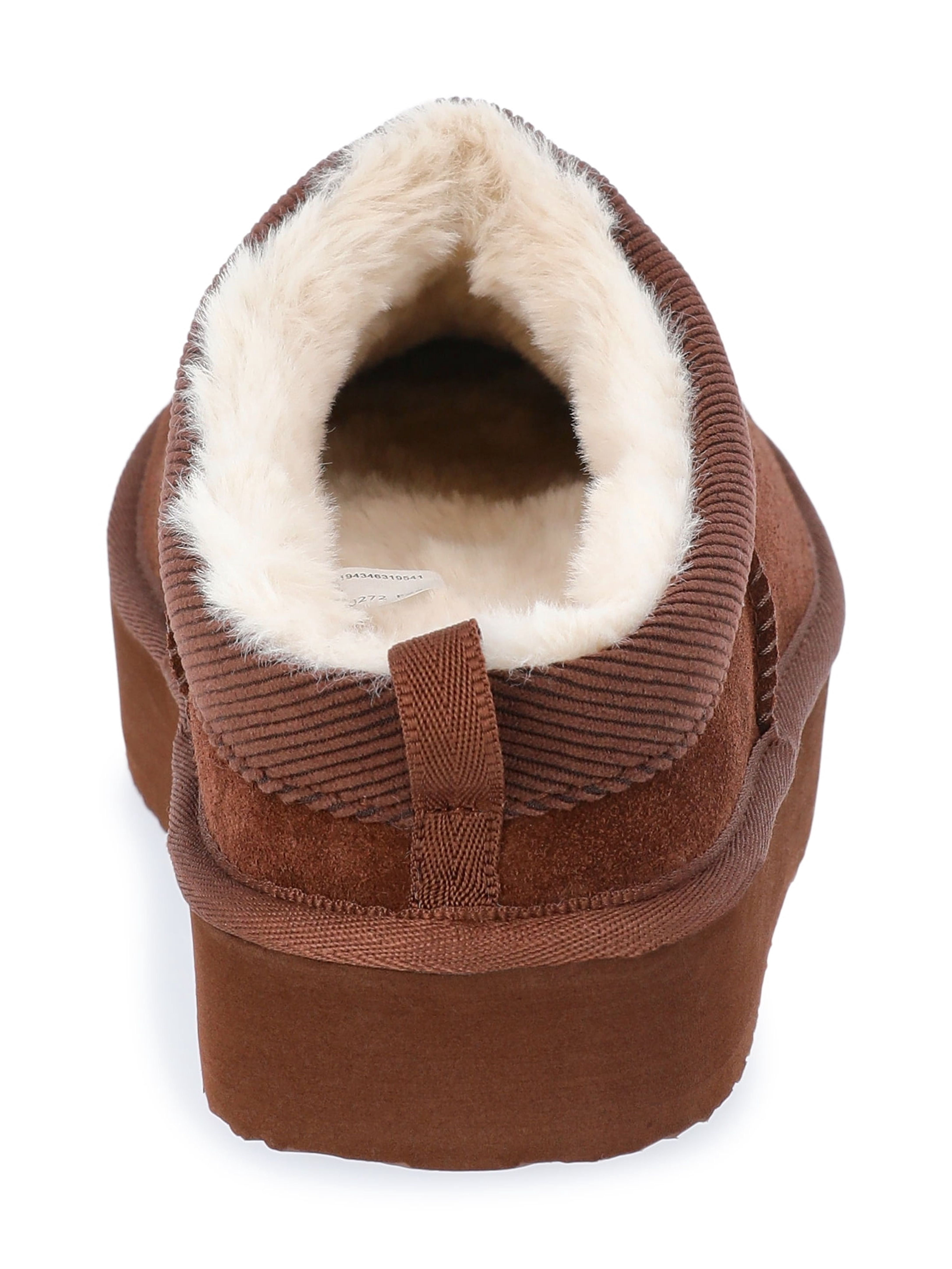 Joyspun Women's Ultra Short Faux Suede Platform Clog Slippers